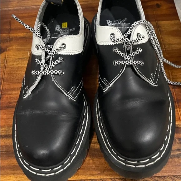 Dr Martens 1461 BEX SMOOTH CONTRAST LEATHER OXFORD BLACK WHITE SHOES 7 M / 8 W - Picture 13 of 13